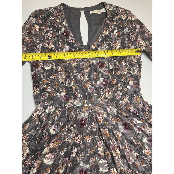 Rewind Junior Small Floral Dress Full Skirt Sheer Sleeves Lined - Picture 2 of 9